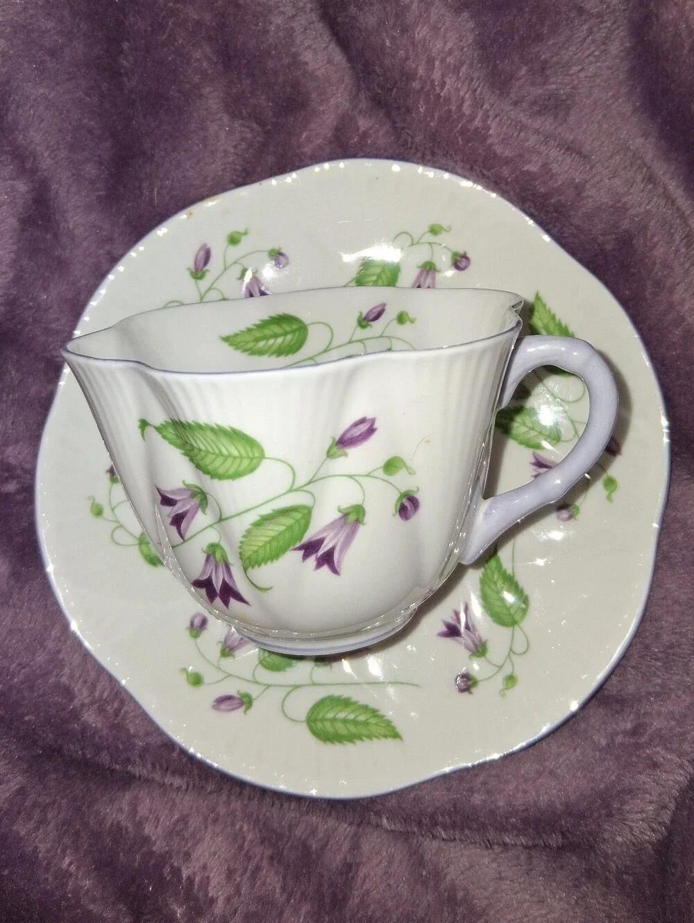 English Bone China Shelley Campanula (Bellflower pattern #13886) Cup & Saucer